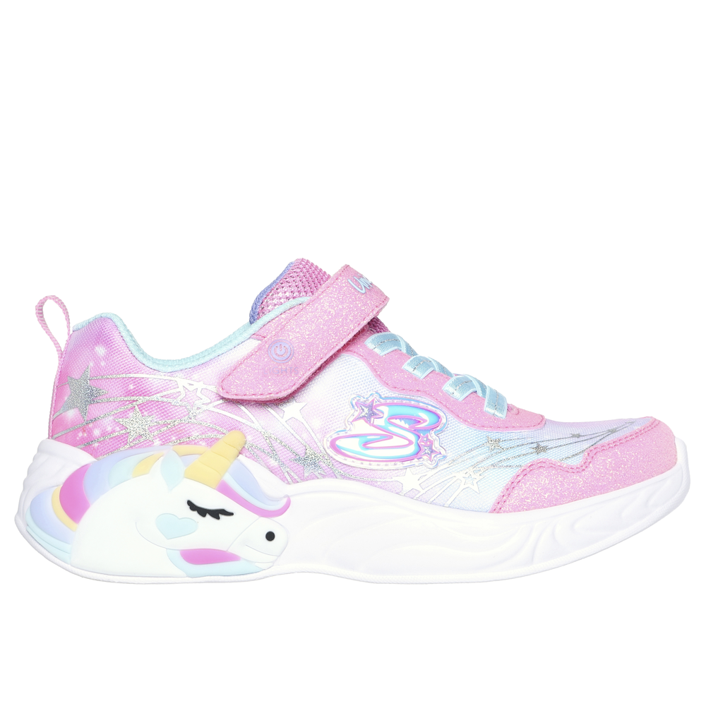 Skechers Unicorn Dreams Wishful Magic Pink Turquoise Trainers SoleLution