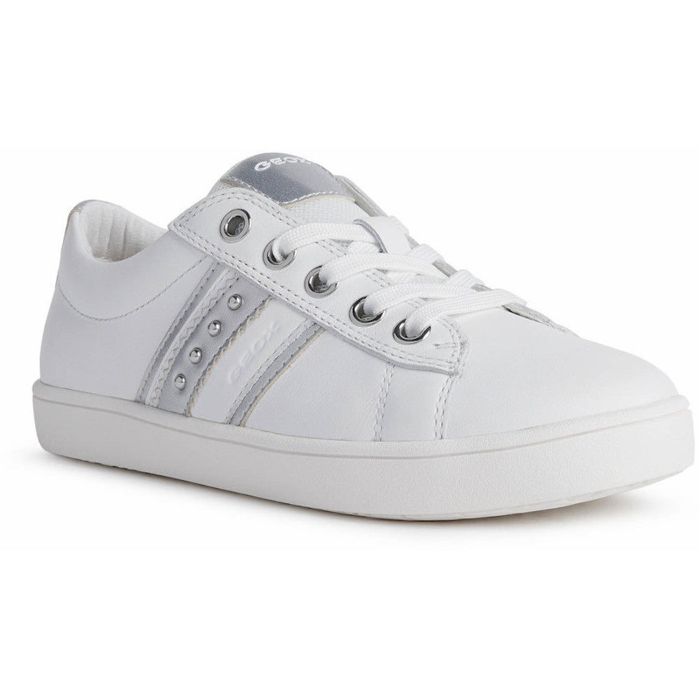 Geox J Kathe Girl J16EUF C0007 White/Silver Trainers – SoleLution