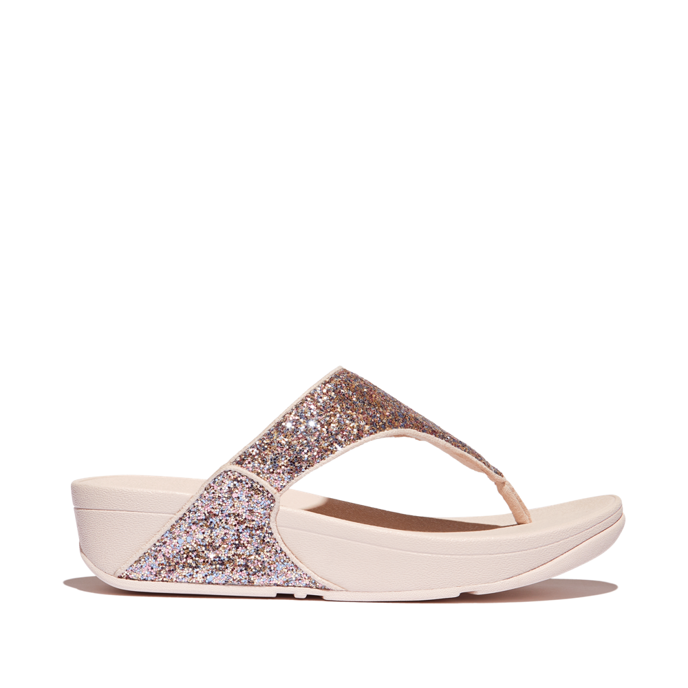 靴 FitFlop TOE POST Nude Rose Mix US 07 FitFlop Lulu Multi-Tonal Glitter Toe-Post - Nude Rose Mix Sandals