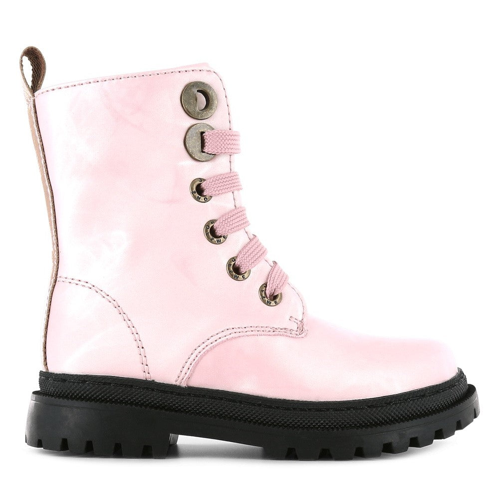 Pink combat sales boots women's