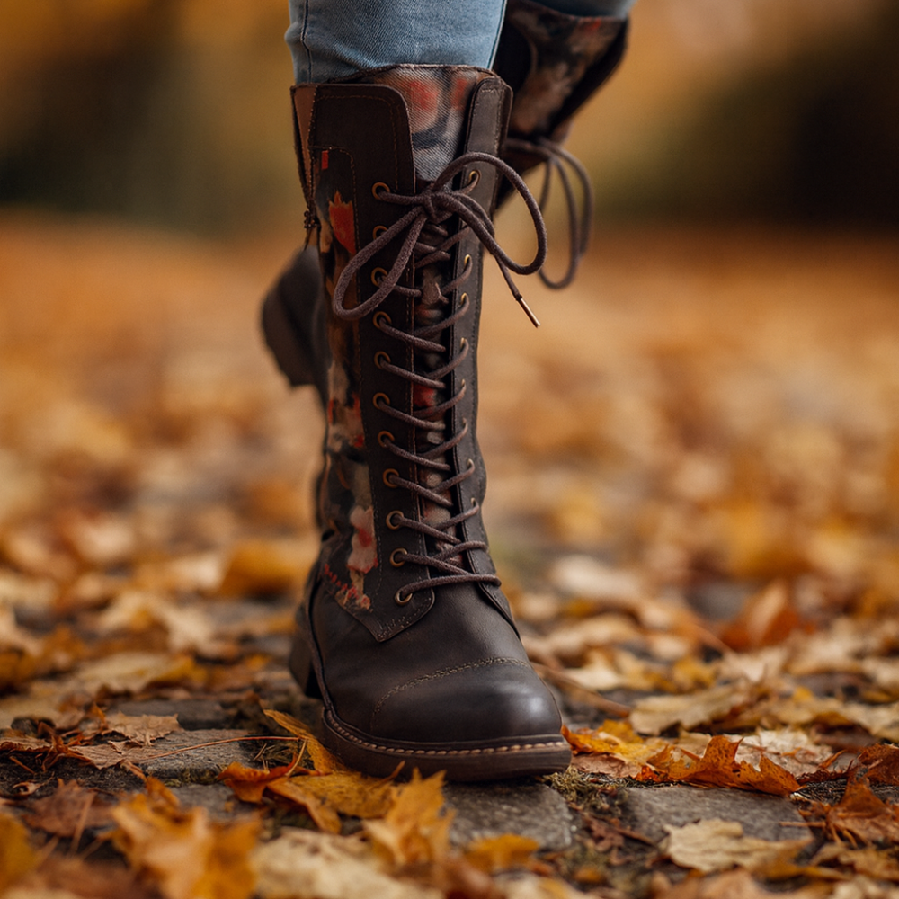 Women wearing Rieker 94731-91 on a leafy walk