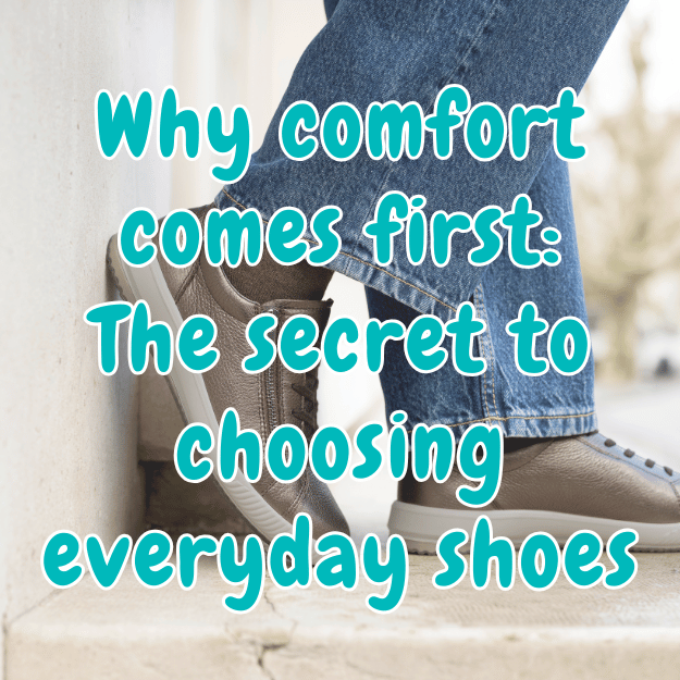 Image of pair of Legero Tanaro in Gunmetal with text overlay saying Why Comfort Comes First: The secret to choosing everyday shoes