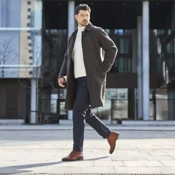 man walking wearing rieker shoes