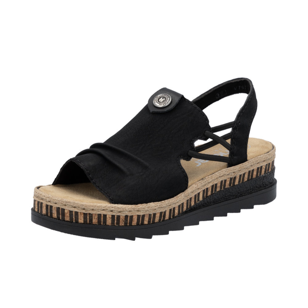 Rieker V7972 - Black Sandals