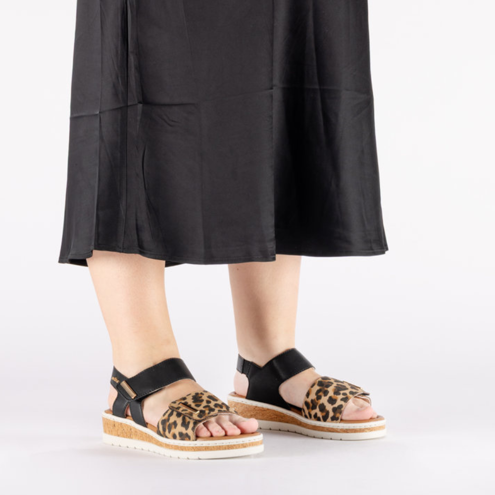 Rieker V4181 -  Beige/Black Sandals