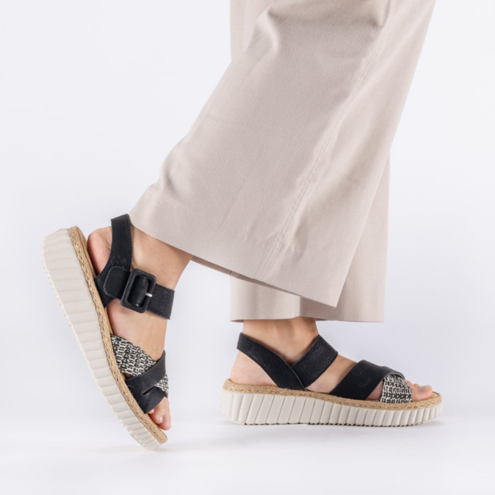 Rieker 69269 -  Black/Sand Sandals