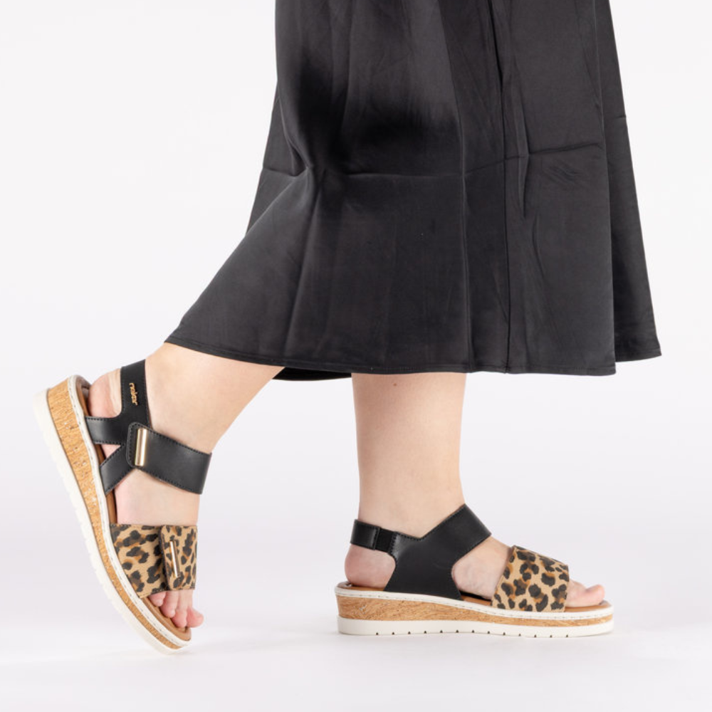 Rieker V4181 -  Beige/Black Sandals