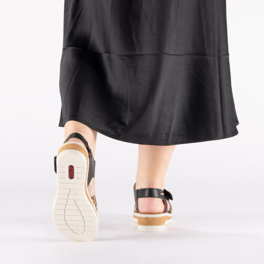 Rieker V4181 -  Beige/Black Sandals