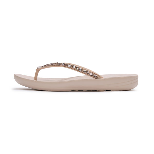FitFlop iQushion Multi-Crystal Ergonomic Flip Flop - All Nude Rose