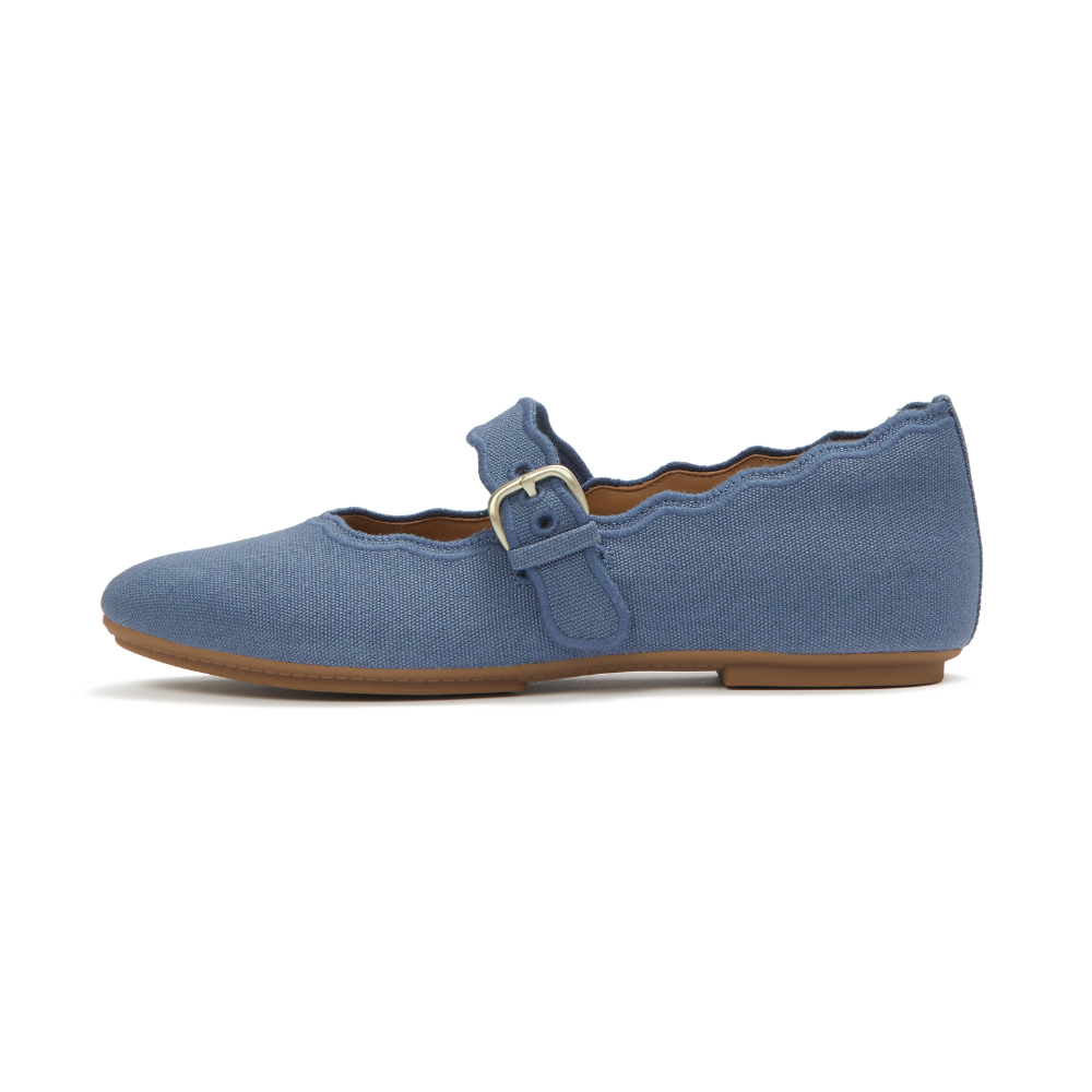 FitFlop Delicato Wave-Edge Canvas Mary Jane - Cosmic Blue Canvas