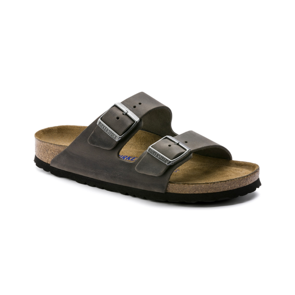 Birkenstock Arizona Soft Footbed Waxy Leather - Iron Sandals