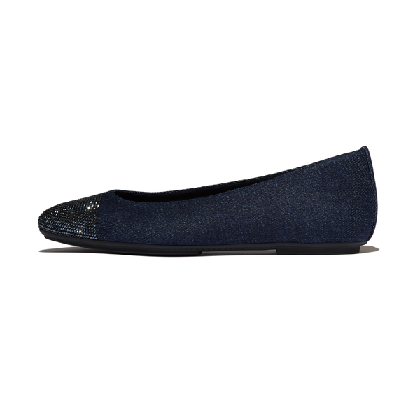 FitFlop Delicato Crystal Cap Toe Ballet Flat - Dark Denim
