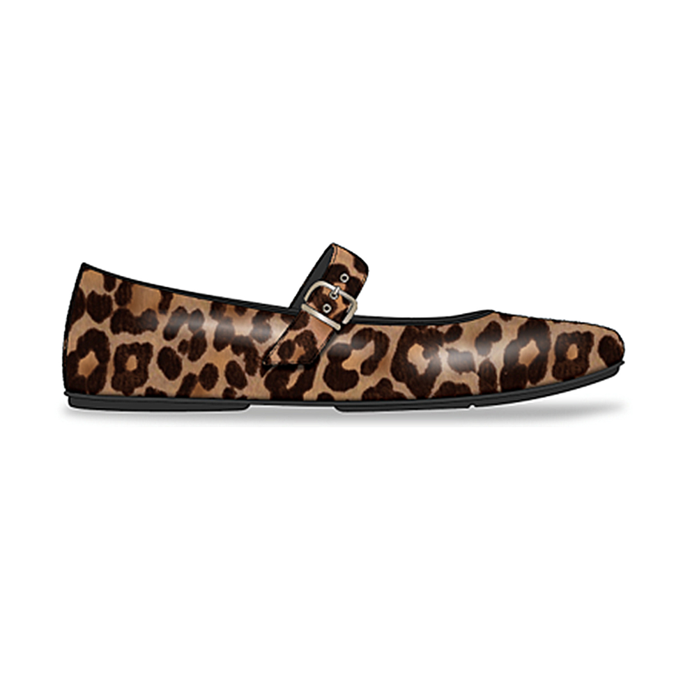 FitFlop Delicato Suede Leopard Mary-Jane - Tan/Black
