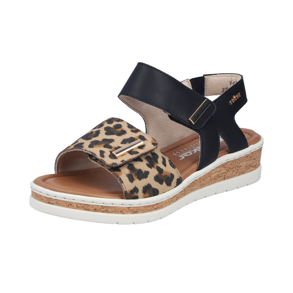 Rieker V4181 -  Beige/Black Sandals