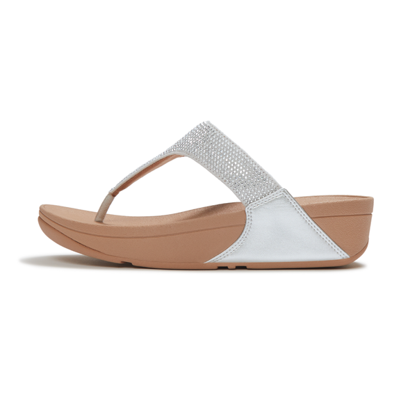 FitFlop Lulu Crystal Embellished Toe-Post Sandal - Steeled Silver