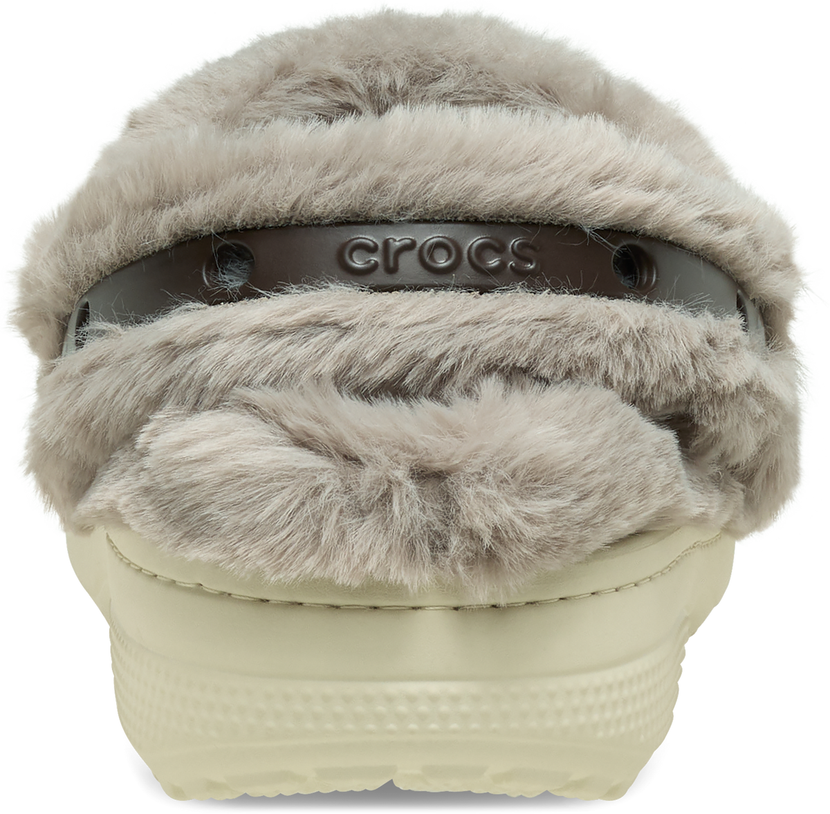 Crocs slip-on shoe with fur trim on a white background