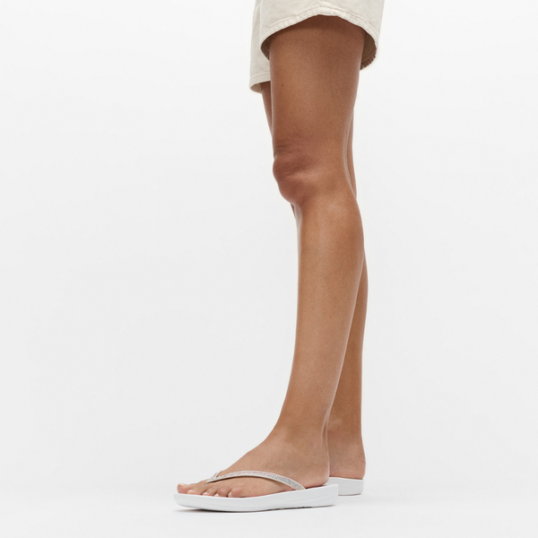FitFlop iQushion Sparkle Toe-Post Sandals - Urban White