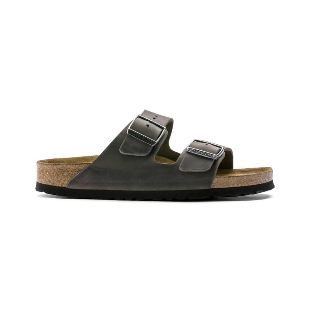 Birkenstock Arizona Soft Footbed Waxy Leather - Iron Sandals