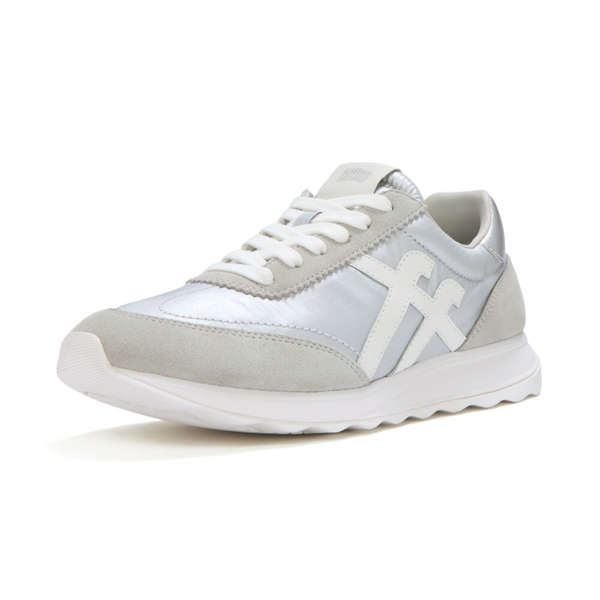 FitFlop Retro-Q FF Metallic Sneakers - Silver/Urban White