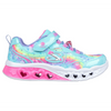 Skechers Flutter Heart Lights - Groovy Swirl - Turquoise/Hot Pink Trainers