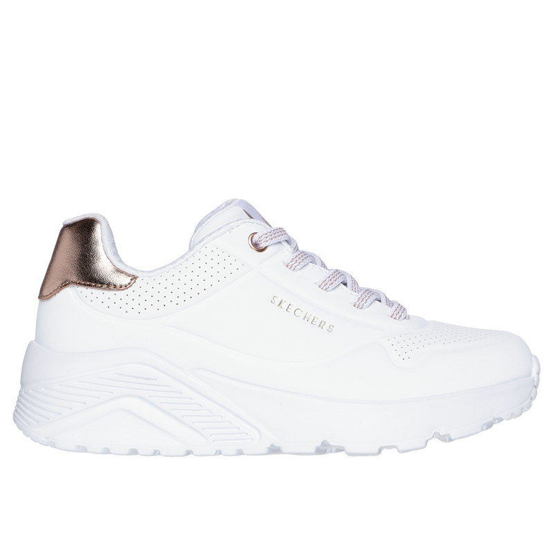 Skechers Uno Lite Metallic Mode White Trainers SoleLution