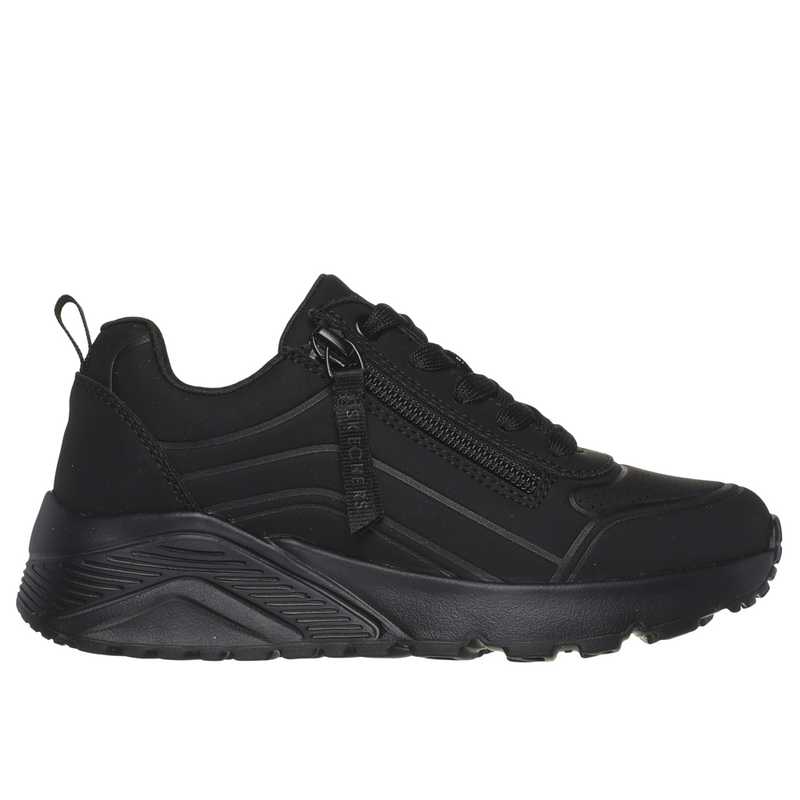 Skechers Uno Lite Easy Zip Black Trainers SoleLution