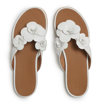 FitFlop Gracie Flower Leather Flip Flop - Urban White