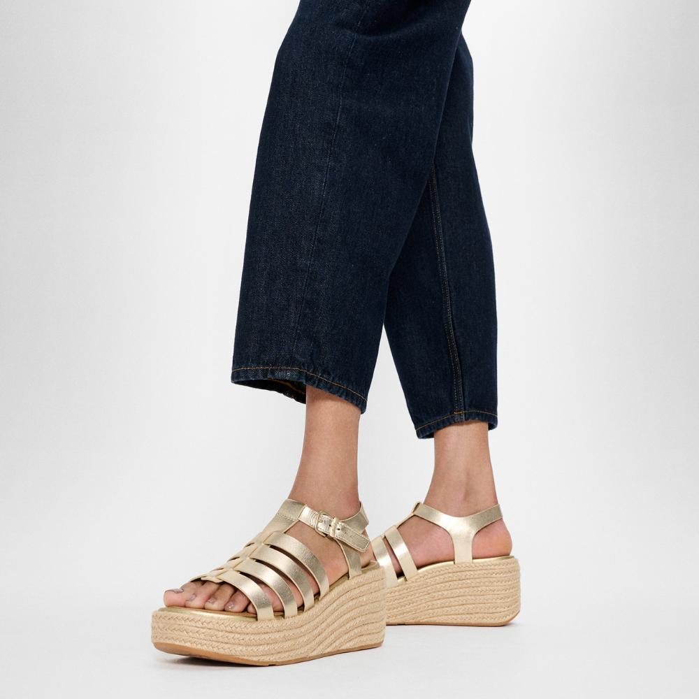 FitFlop PLatFForms Fisherman Wedge Sandal - Platino