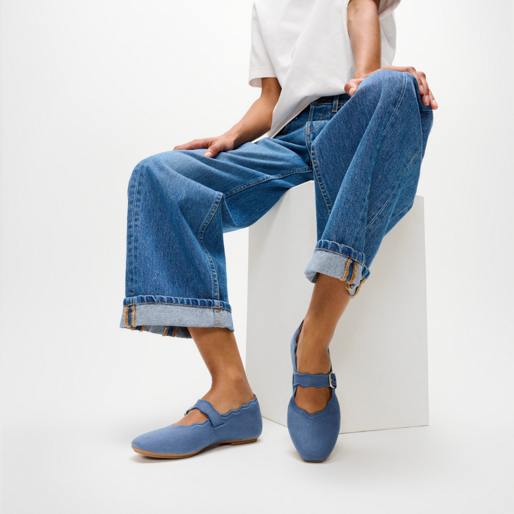 FitFlop Delicato Wave-Edge Canvas Mary Jane - Cosmic Blue Canvas
