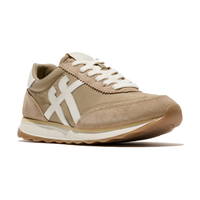 FitFlop Retro-Q FF Fabric/Suede Trainer - Cappuccino/Cream
