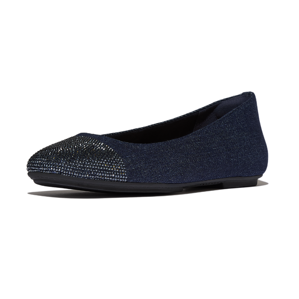 FitFlop Delicato Crystal Cap Toe Ballet Flat - Dark Denim