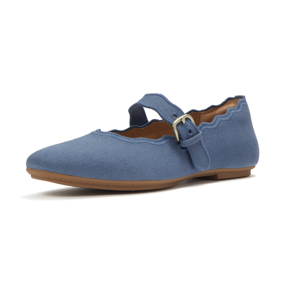 FitFlop Delicato Wave-Edge Canvas Mary Jane - Cosmic Blue Canvas