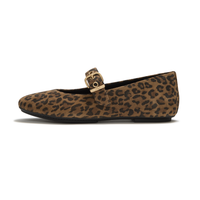 FitFlop Delicato Suede Leopard Mary-Jane - Tan/Black