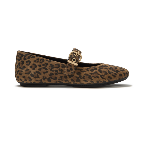FitFlop Delicato Suede Leopard Mary-Jane Shoes - Tan/Black