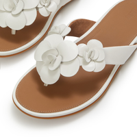 FitFlop Gracie Flower Leather Flip Flop - Urban White