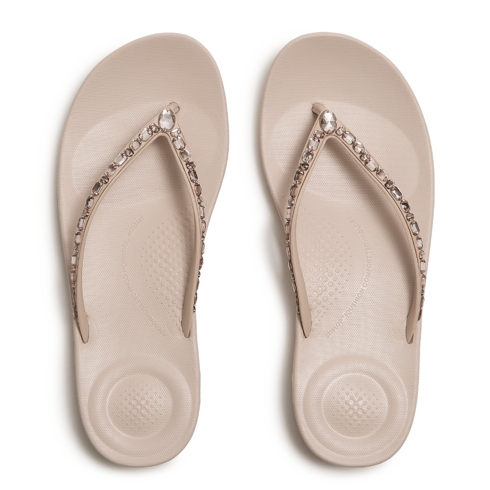 FitFlop iQushion Multi-Crystal Ergonomic Flip Flop - All Nude Rose