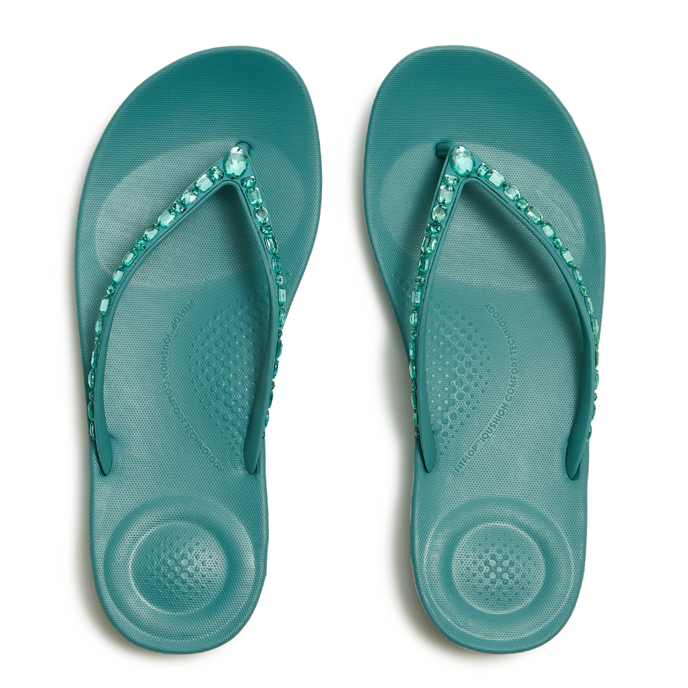 FitFlop iQushion Multi-Crystal Ergonomic Flip Flop - Teal