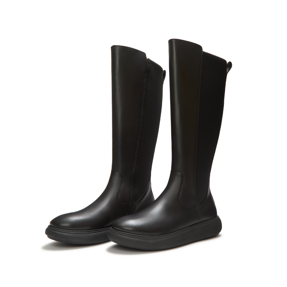 FitFlop IQ-Comff Leather High Boot - All Black