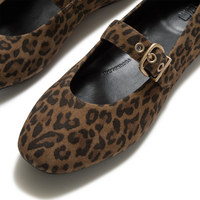 FitFlop Delicato Suede Leopard Mary-Jane - Tan/Black