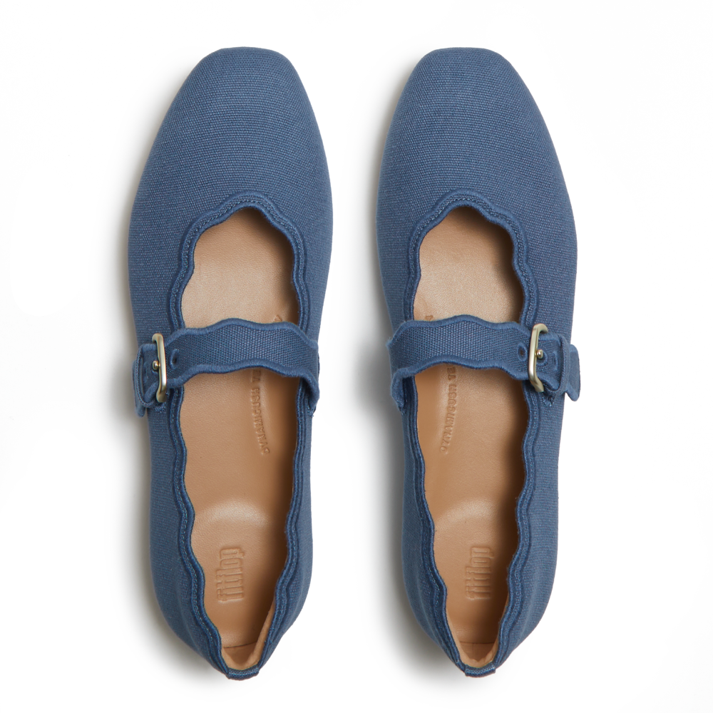 FitFlop Delicato Wave-Edge Canvas Mary Jane - Cosmic Blue Canvas