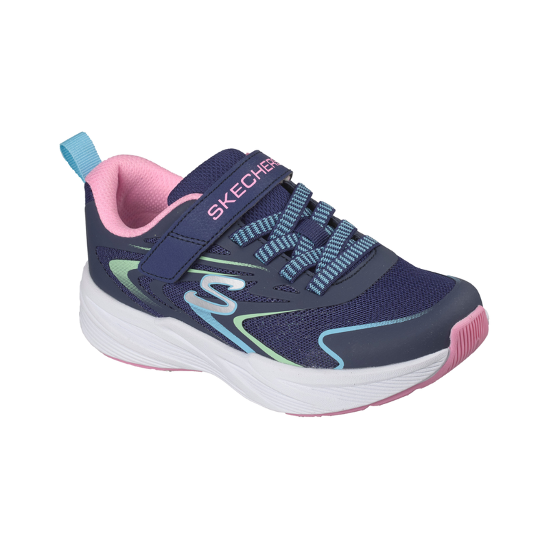 Skechers Microspec Tread Hyper Speed Navy Multi Girls Trainer | SoleLution