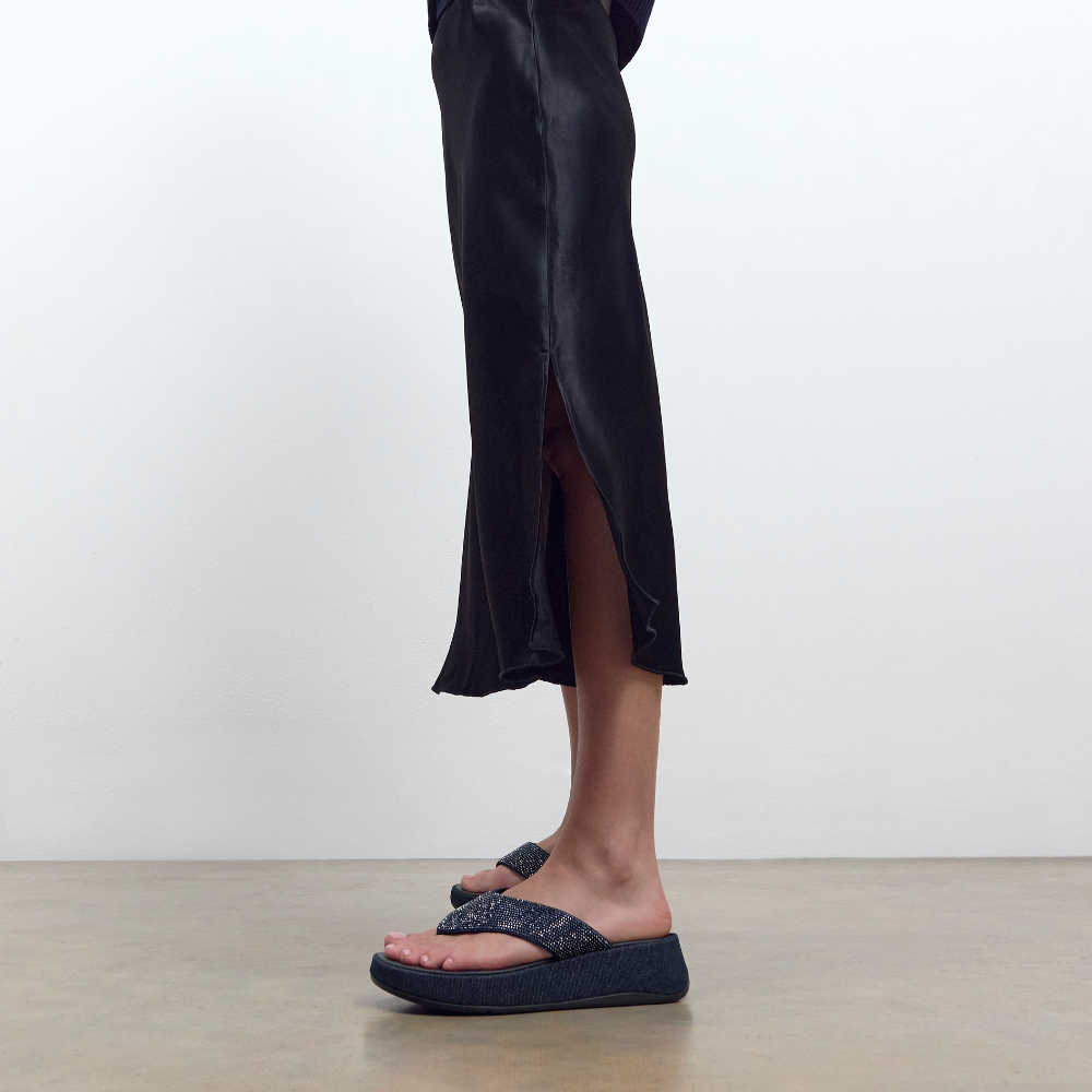 FitFlop F-Mode Toe Post Sandals - Dark Denim