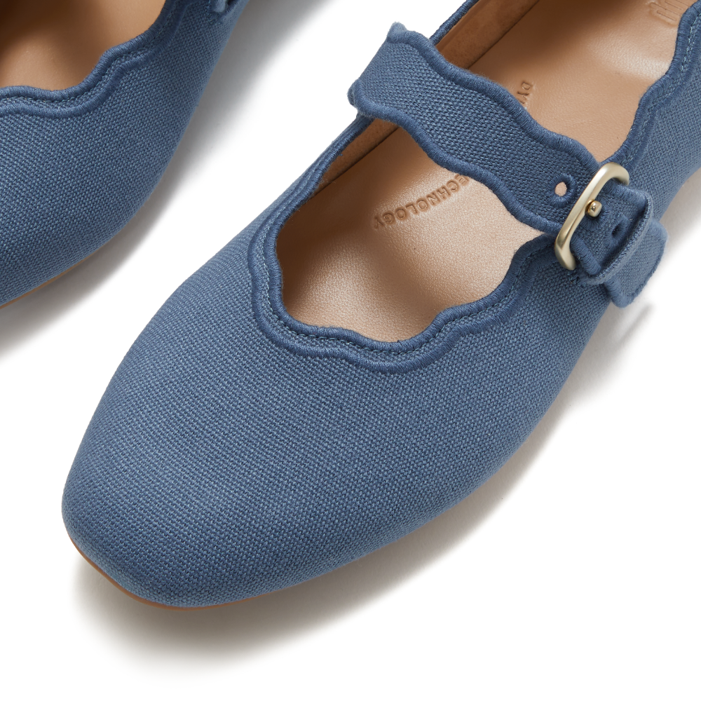 FitFlop Delicato Wave-Edge Canvas Mary Jane - Cosmic Blue Canvas