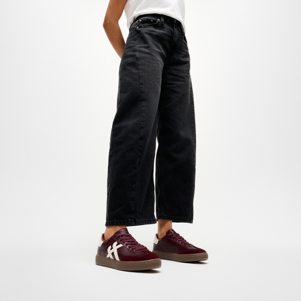 FitFlop The Dash T-Toe Leather Trainer - Dark Merlot