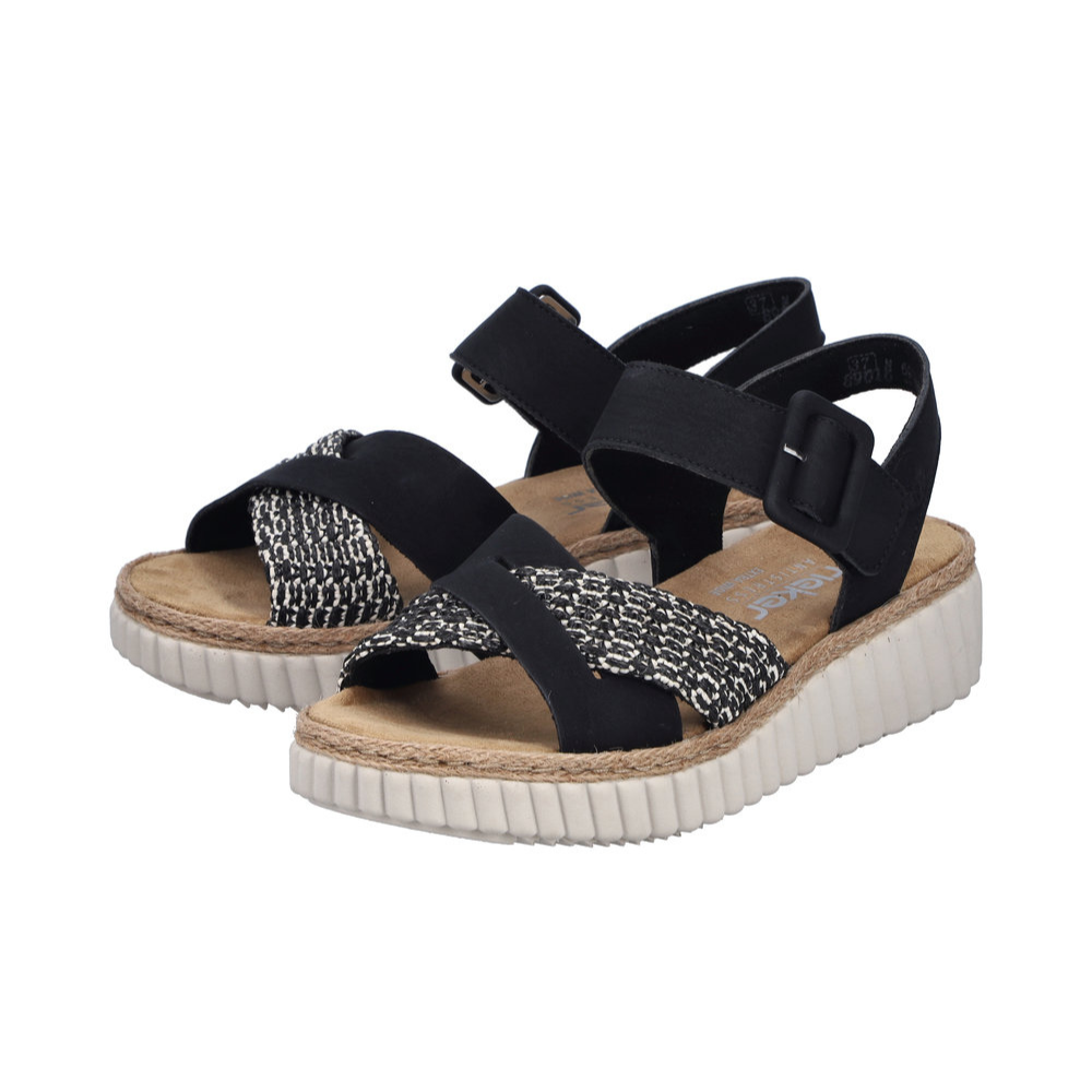 Rieker 69269 -  Black/Sand Sandals
