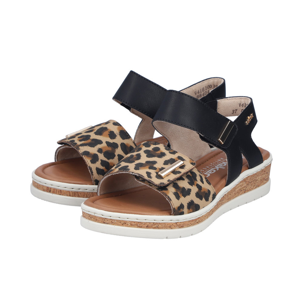 Rieker V4181 -  Beige/Black Sandals