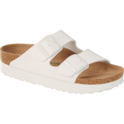Birkenstock Arizona Grooved Platform Vegan - White Sandals