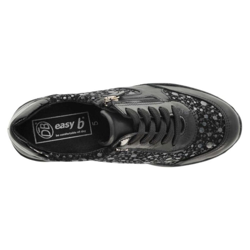 DB Poinsettia - Black Leather/Stretch Trainer
