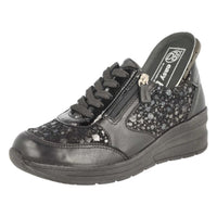 DB Poinsettia - Black Leather/Stretch Trainer