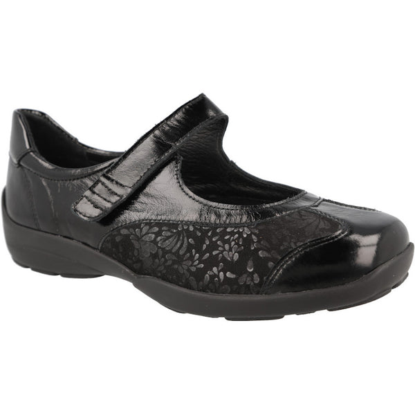 DB Winnipeg - Black Patent Floral Casual